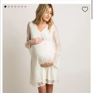 NWT PinkBlush Ivory Chevron Mesh Overlay Mat Dress